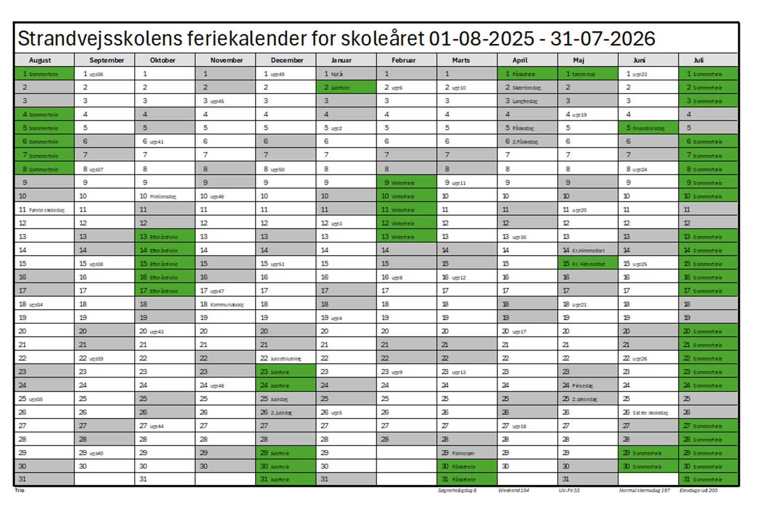 ferieplan kalender